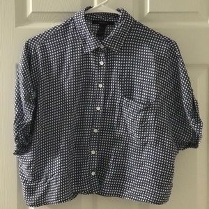 Blue and White Checkered Blouse